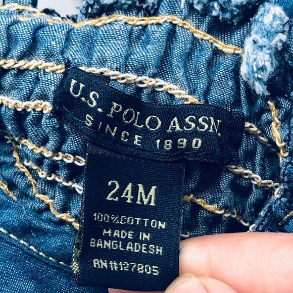 U.S. Polo Assn. Navy blue jeans jumper braided edging at arms 2 front 24m READ - Picture 6 of 7